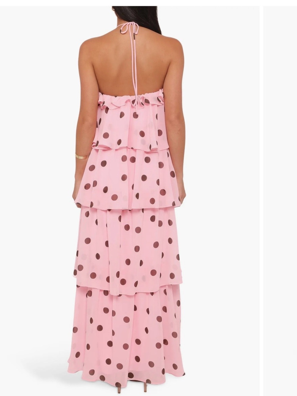 BRAND NEW W/ TAGS Petal & Pup Pink Polka Dot Tiered Maxi Dress- Wedding guest - Picture 2 of 5